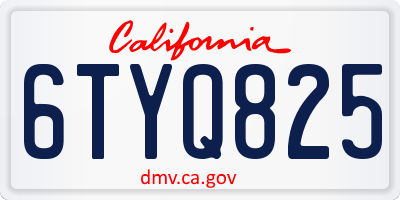 CA license plate 6TYQ825
