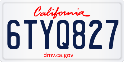 CA license plate 6TYQ827