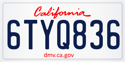 CA license plate 6TYQ836