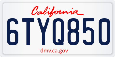 CA license plate 6TYQ850