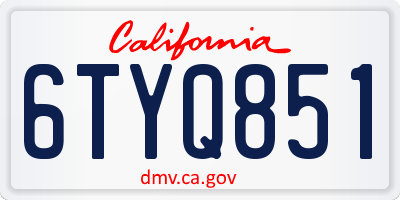 CA license plate 6TYQ851