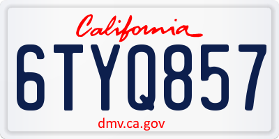 CA license plate 6TYQ857