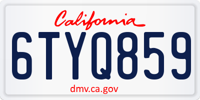 CA license plate 6TYQ859