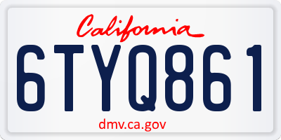 CA license plate 6TYQ861