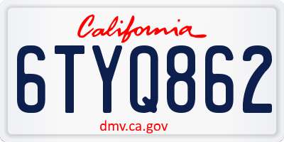 CA license plate 6TYQ862