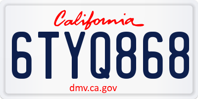 CA license plate 6TYQ868