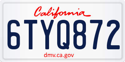 CA license plate 6TYQ872