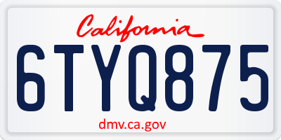 CA license plate 6TYQ875