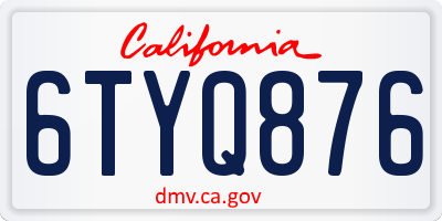 CA license plate 6TYQ876