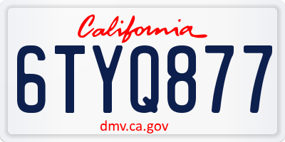 CA license plate 6TYQ877