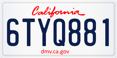 CA license plate 6TYQ881