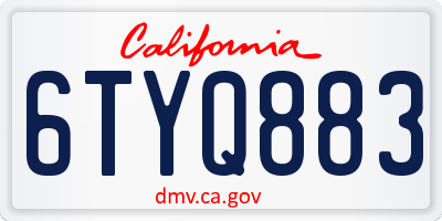 CA license plate 6TYQ883