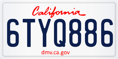 CA license plate 6TYQ886