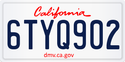 CA license plate 6TYQ902