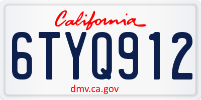 CA license plate 6TYQ912