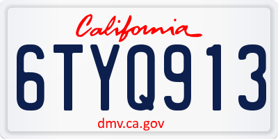 CA license plate 6TYQ913