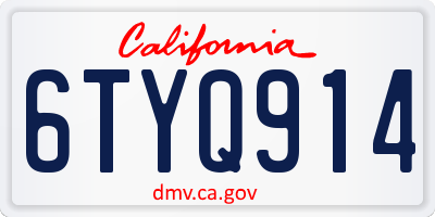 CA license plate 6TYQ914