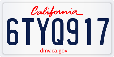 CA license plate 6TYQ917
