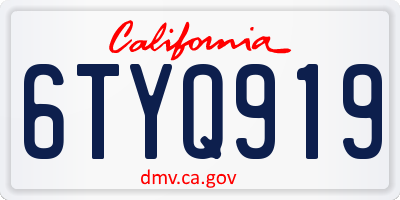 CA license plate 6TYQ919