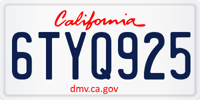 CA license plate 6TYQ925