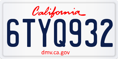 CA license plate 6TYQ932