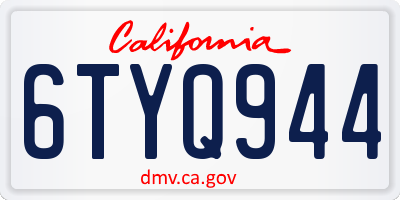 CA license plate 6TYQ944