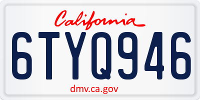 CA license plate 6TYQ946