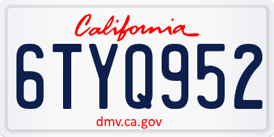 CA license plate 6TYQ952