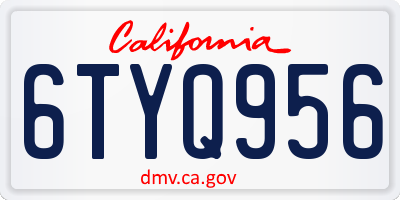 CA license plate 6TYQ956