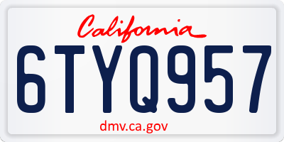 CA license plate 6TYQ957