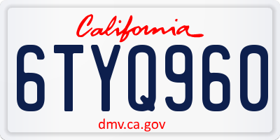 CA license plate 6TYQ960