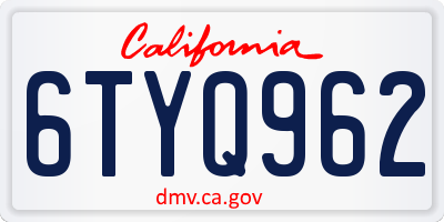 CA license plate 6TYQ962