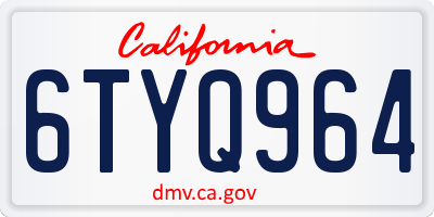 CA license plate 6TYQ964