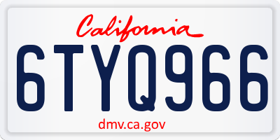 CA license plate 6TYQ966