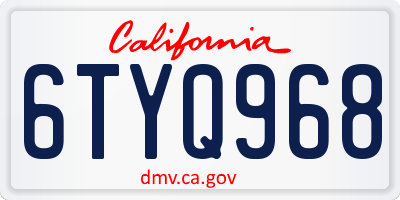 CA license plate 6TYQ968