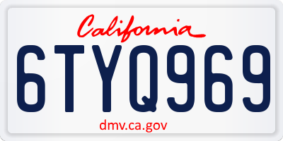 CA license plate 6TYQ969