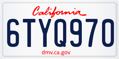 CA license plate 6TYQ970
