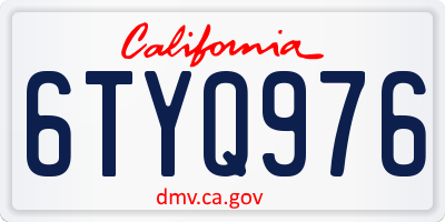 CA license plate 6TYQ976