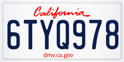 CA license plate 6TYQ978
