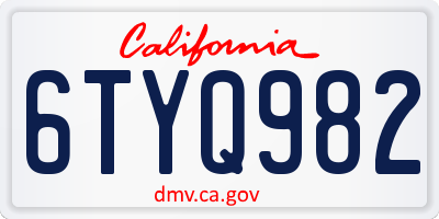 CA license plate 6TYQ982
