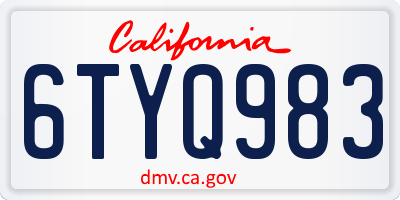 CA license plate 6TYQ983