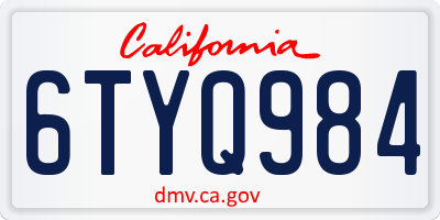 CA license plate 6TYQ984