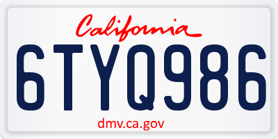 CA license plate 6TYQ986