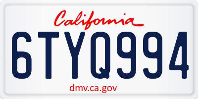 CA license plate 6TYQ994
