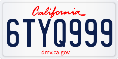 CA license plate 6TYQ999