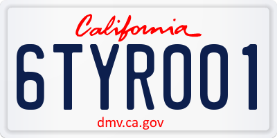 CA license plate 6TYR001