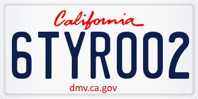 CA license plate 6TYR002