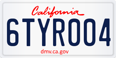 CA license plate 6TYR004