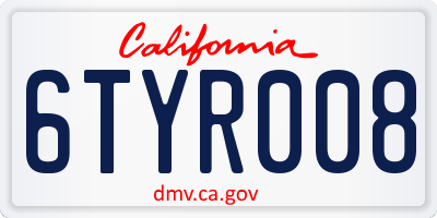 CA license plate 6TYR008