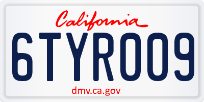 CA license plate 6TYR009